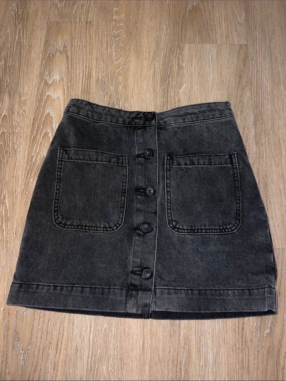 We The Free Black Button-Front Mini Skirt